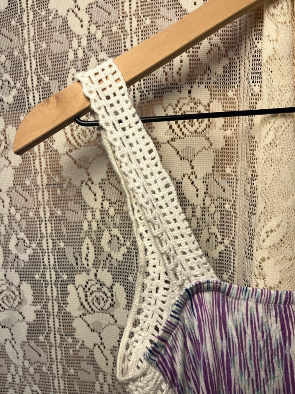 Candie's Y2K Striped Crochet-Trim Tiered Tank Top - (261) - Picture 6 of 6